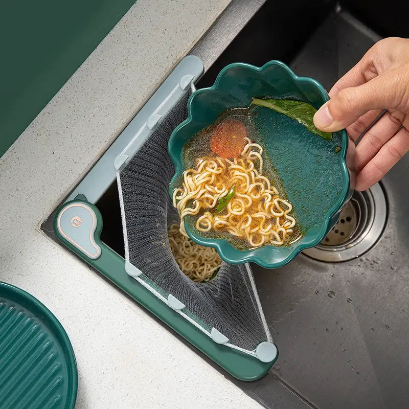 Kitchen Sink Filter Net Triangular Leftovers Strainer Mesh Anti-Clogging Disposable Residue Separation Hanging Bag