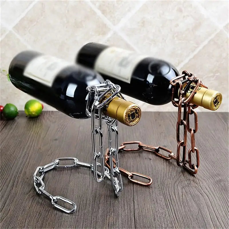 Magical Suspension Iron Chain Wine Racks One Bottle Wine Display Rack Stand Holder Kitchen Dining Room Cellar Bar