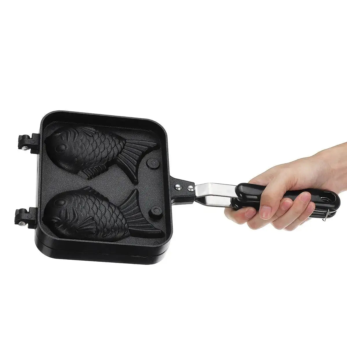 Kitchen Japanese Taiyaki Double Fish Shaped Hot Dessert Waffle Cake Maker Pan Japanese Pancake Double Pan Fry Pan