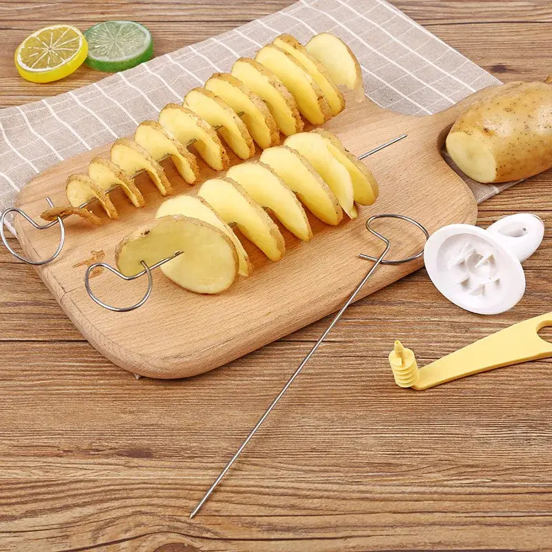 Spiral Potato Cutter Twisted Slice Potato Tower Whirlwind Potato Cut Diy Creative Fruit and Vegetable Spiral Slicer