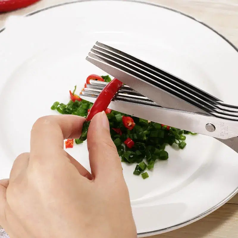 Muti-Layers Kitchen Scissors Stainless Steel Vegetable Cutter Scallion Herb Laver Spices Cooking Tool Cut Kitchen