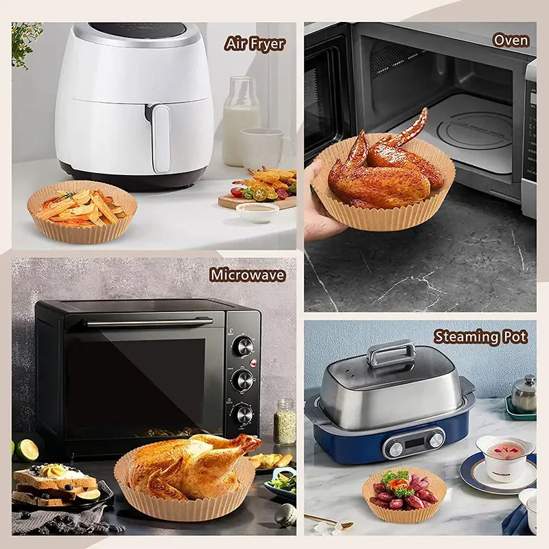 30/50Pcs Disposable Air Fryer Paper Liner Oil-proof Water-proof Paper Tray Non-Stick Baking Mat for Oven AirFryer