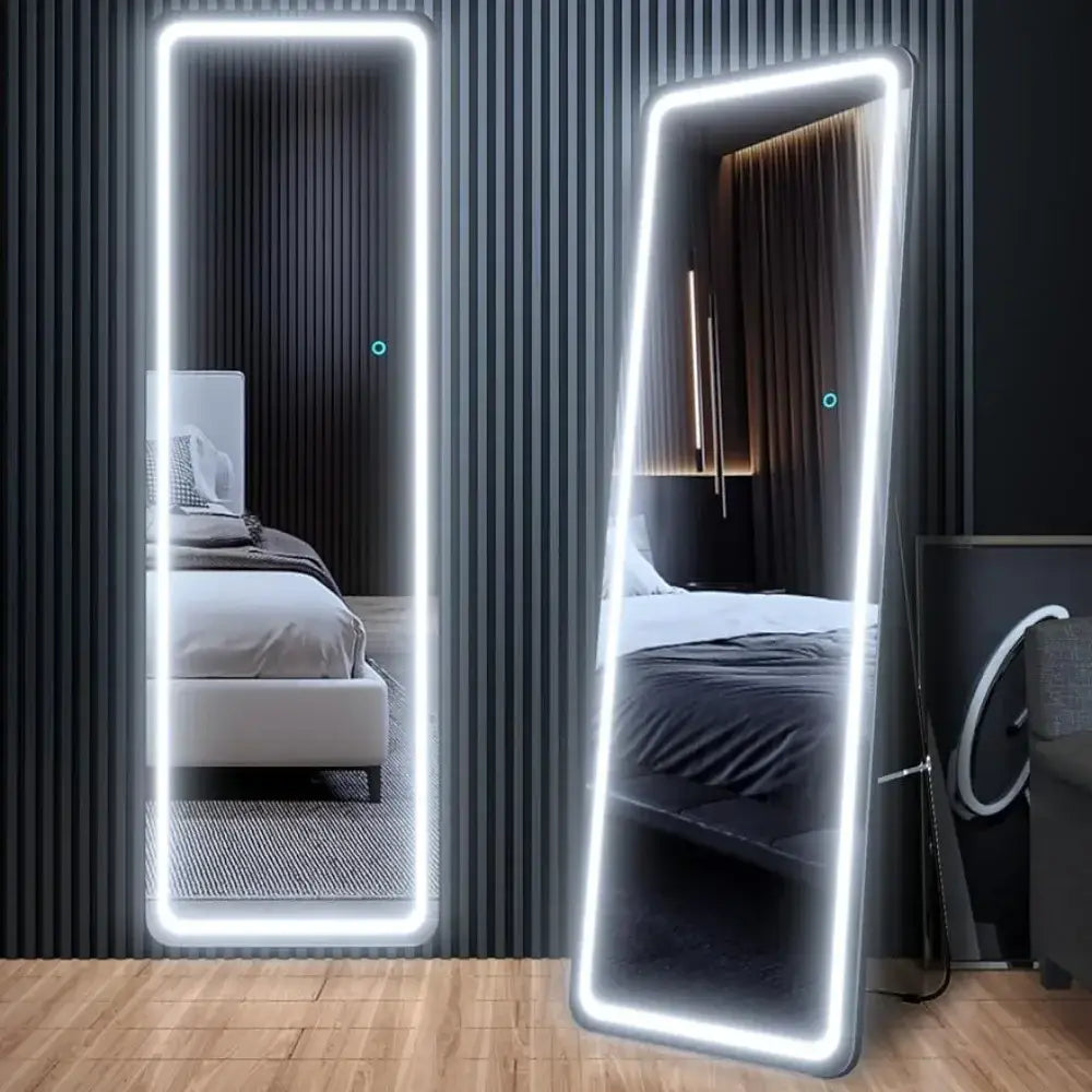 Home Decor Free Standing 63”x20“ Full Length Floor Mirror Dimming Lights Full-Size Body Mirror Lighted Mirror Appearance