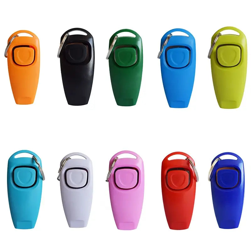 Pet Cat Dog Training Clicker Plastic New Dog Click Trainer Portable Auxiliary Adjustable Wristband Sound Key Chain Dog