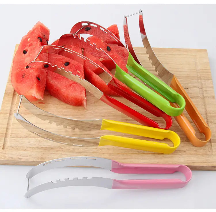 Watermelon Slicer Cutter Stainless Steel Color Non-Slip Plastic Wrap Handle Not Hurt Hands Cantaloupe Kitchen Fruit