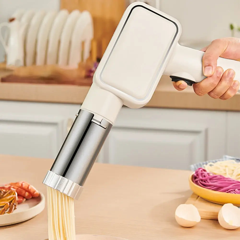Handheld Electric Pasta Maker with 5 Different Shapes Portable Wireless Noodle Maker Fast Pressing Pasta Machine
