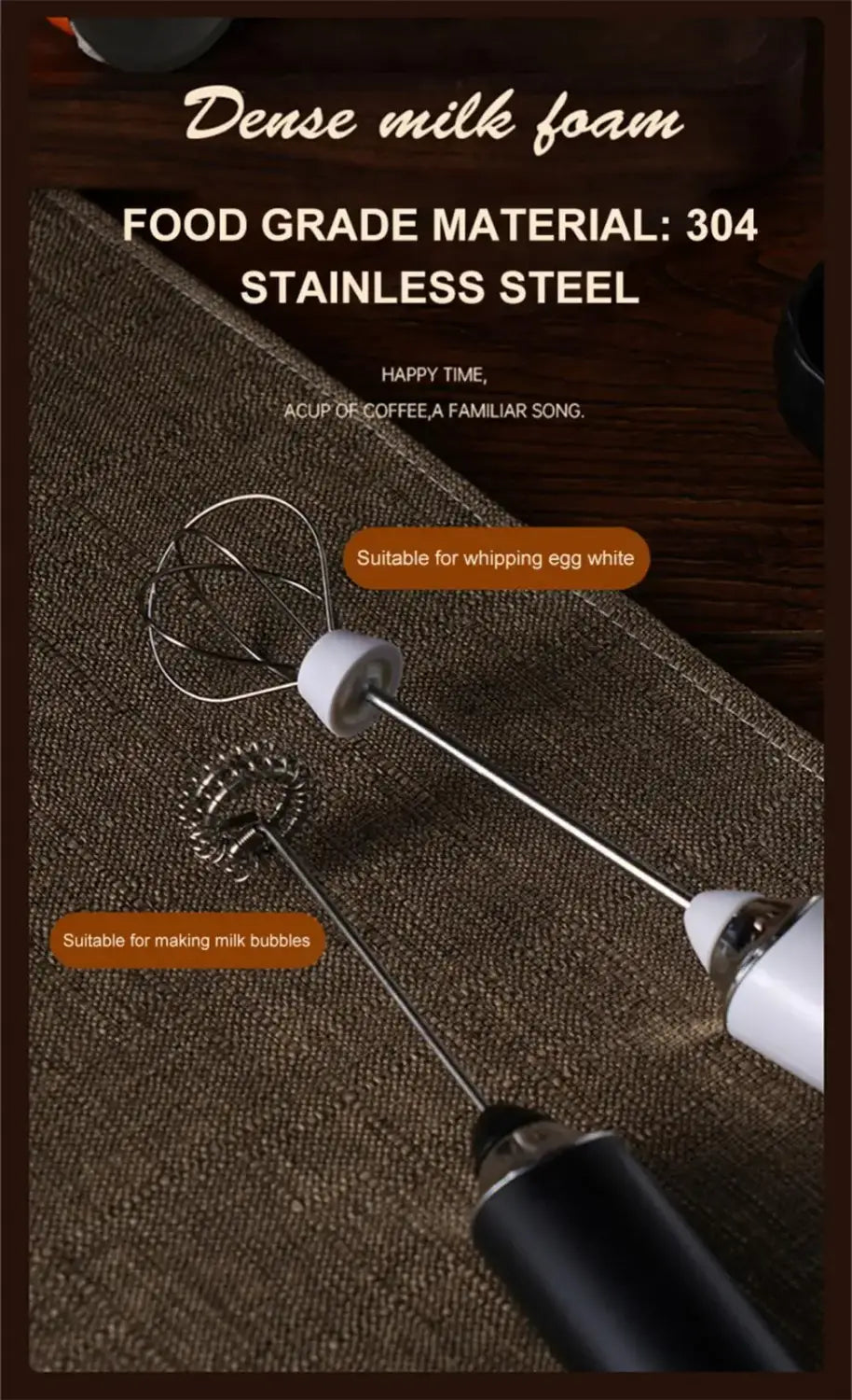 Stainless Steel Electric Milk Frother Household Coffee Milk Juice Baking Egg Froth Whisk Powder Mixer Kitchen Tools