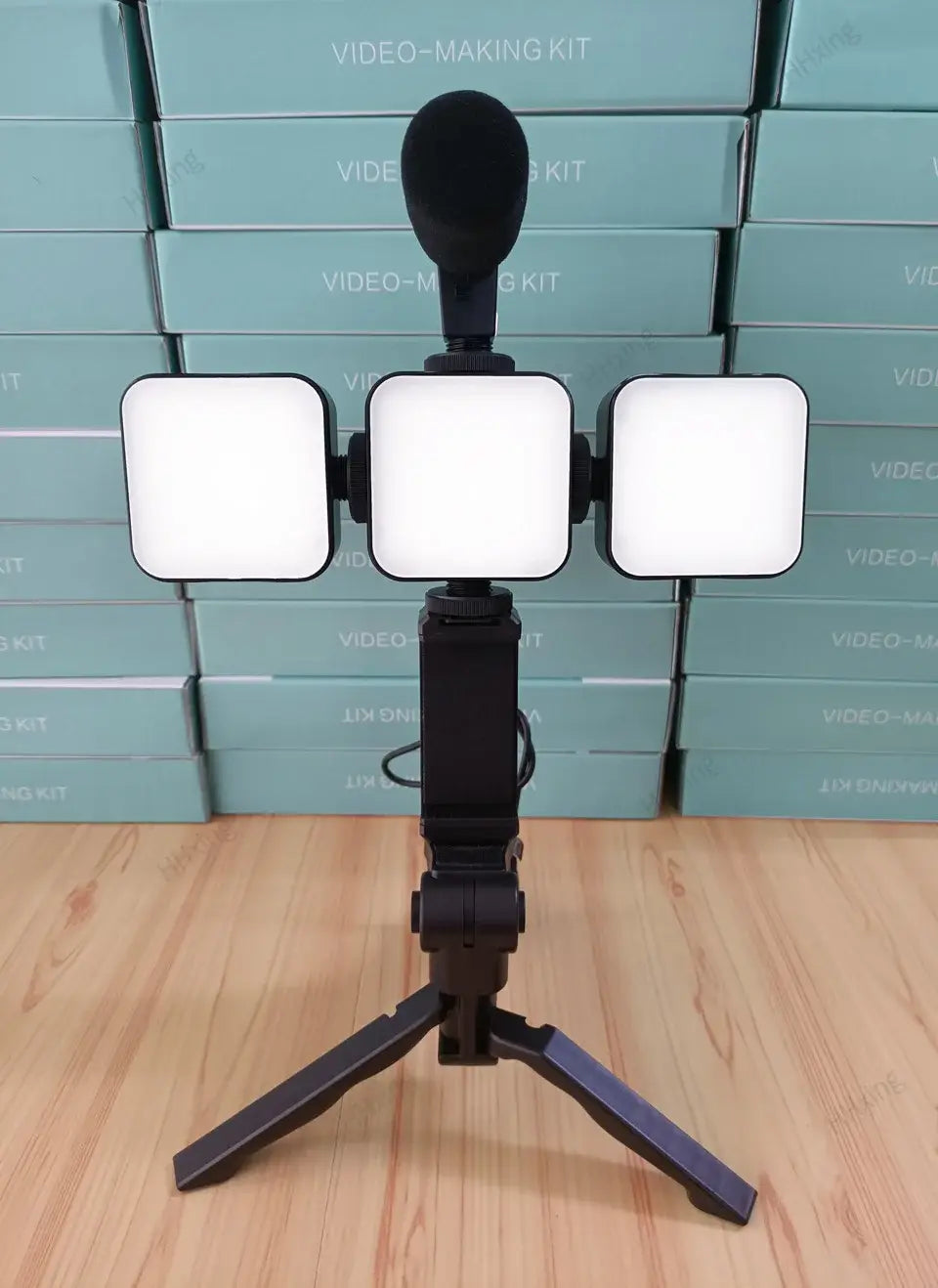 Phone Holder Photography Lighting Smartphone Video Kit Microphone LED Selfie Tripod Recording Handle Portable