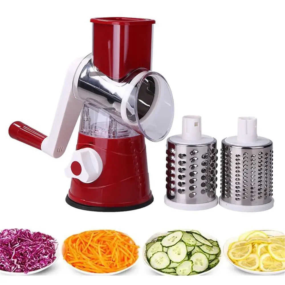 Red Multifunctional Hand Potato Machine Firmly Locked Grater Kitchen Tools Hand Vegetable Cutter One Button Lock Green