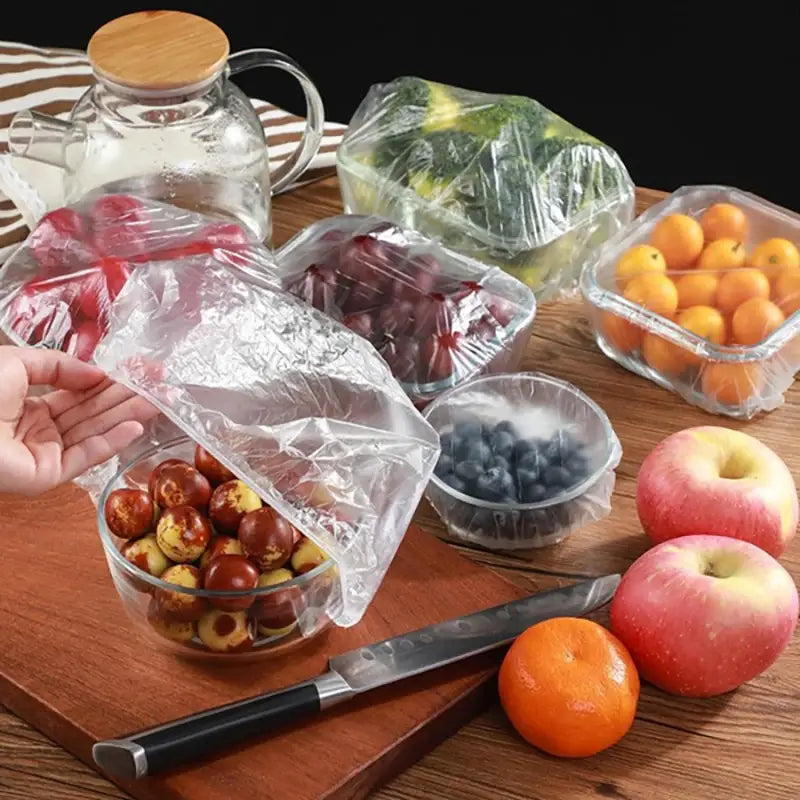 Disposable Food Cover Food Grade Elastic Plastic Wrap Food Fresh Saver Bag Food Lids Shoe Cover Shower Headgear Bowls
