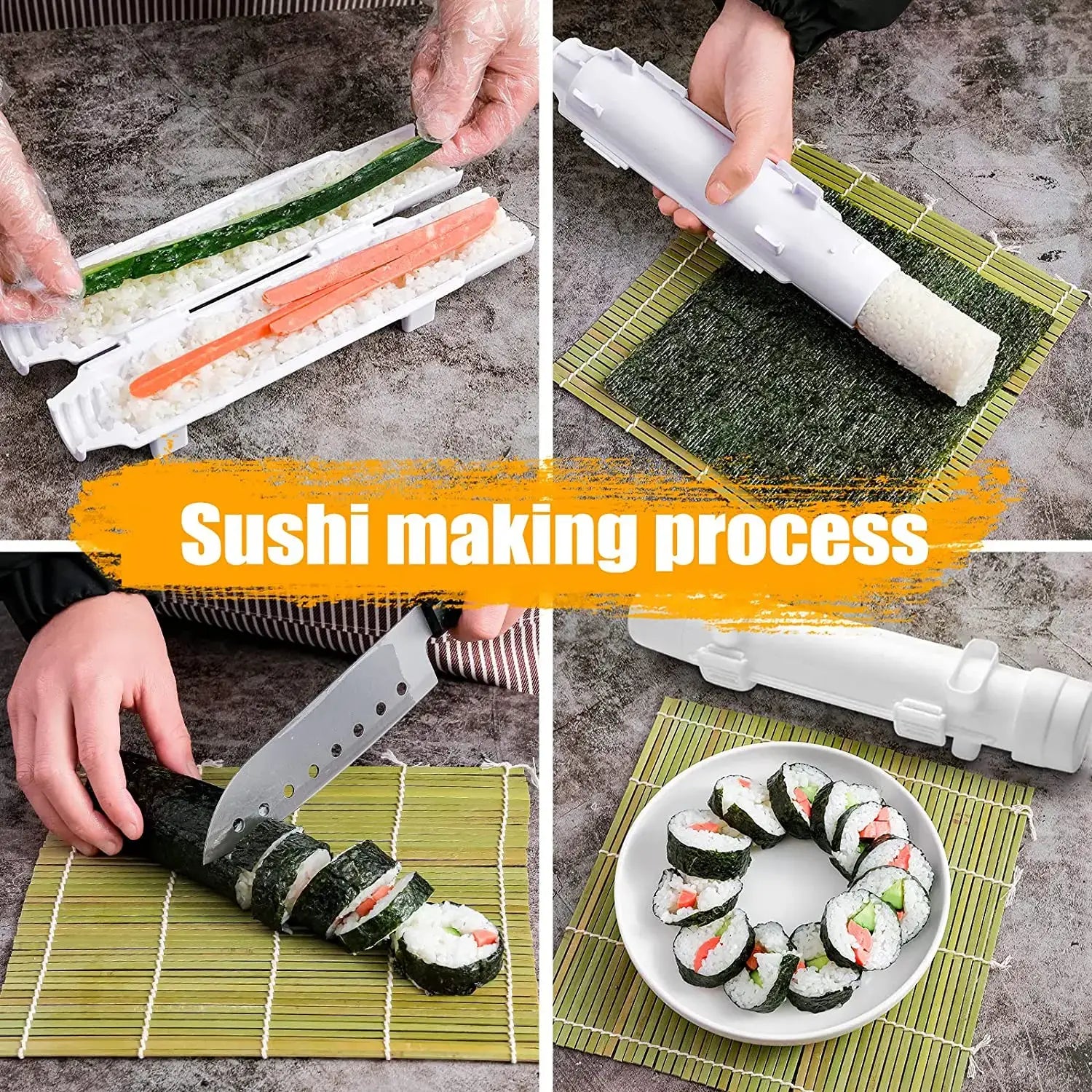 New Quick Sushi Maker Roller Rice Mold Vegetable Meat Rolling Gadgets Sushi Device Making Machine Kitchen Ware Tools