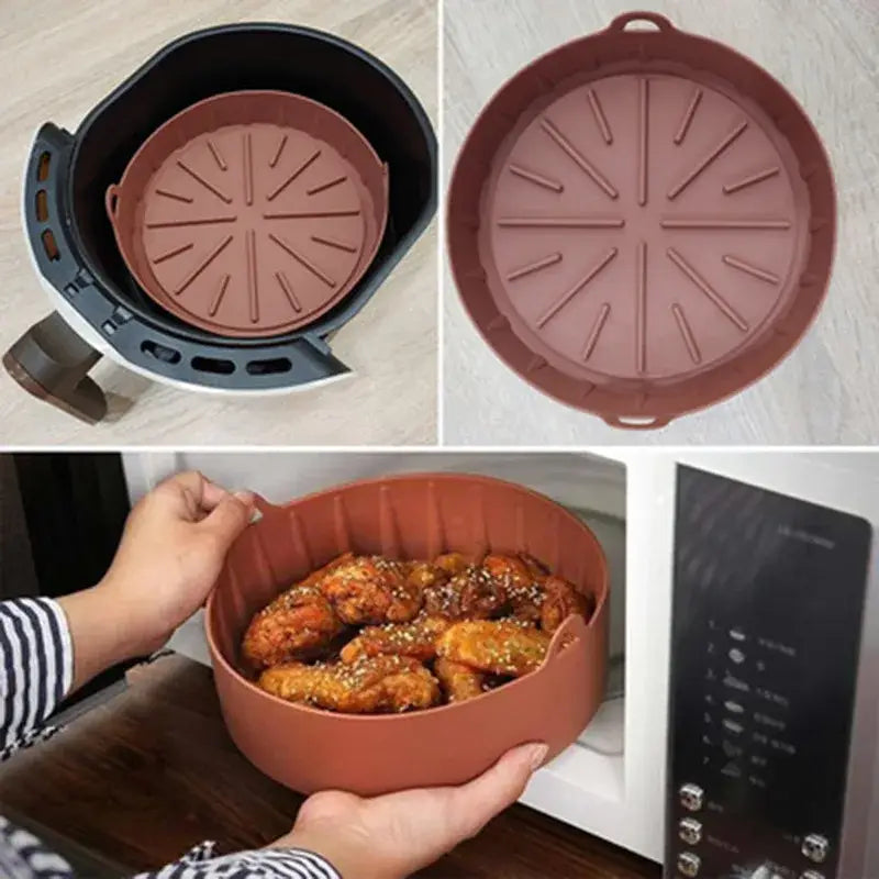 Silicone Air fryer Liners Square Reusable Airfryer Basket 6 Quart Air Fryer Inserts Air Fryer Oven Microwave Tray Pots