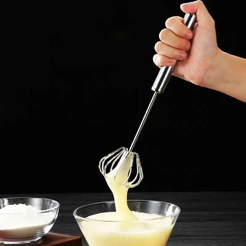 Semi-Automatic Egg Beater 304 Stainless Steel Egg Whisk Self Turning Egg Stirrer Manual Hand Mixer Kitchen Accessories