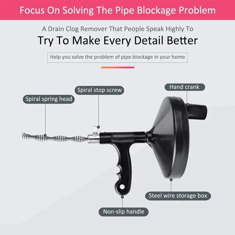 5 Meters Kitchen Sewer Dredge Tools Bathroom Sink Clogging Utensils Plumbing Bathtub Drain Unblocker Pipe Plunger Home