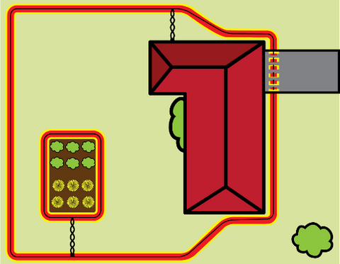 Duck Across the Front Pet Barrier Layout