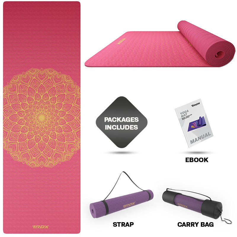 Gymo Ecological 6mm Tpe Yoga Mat Pilates Mat with Powder Pink Carrying Bag  - Trendyol