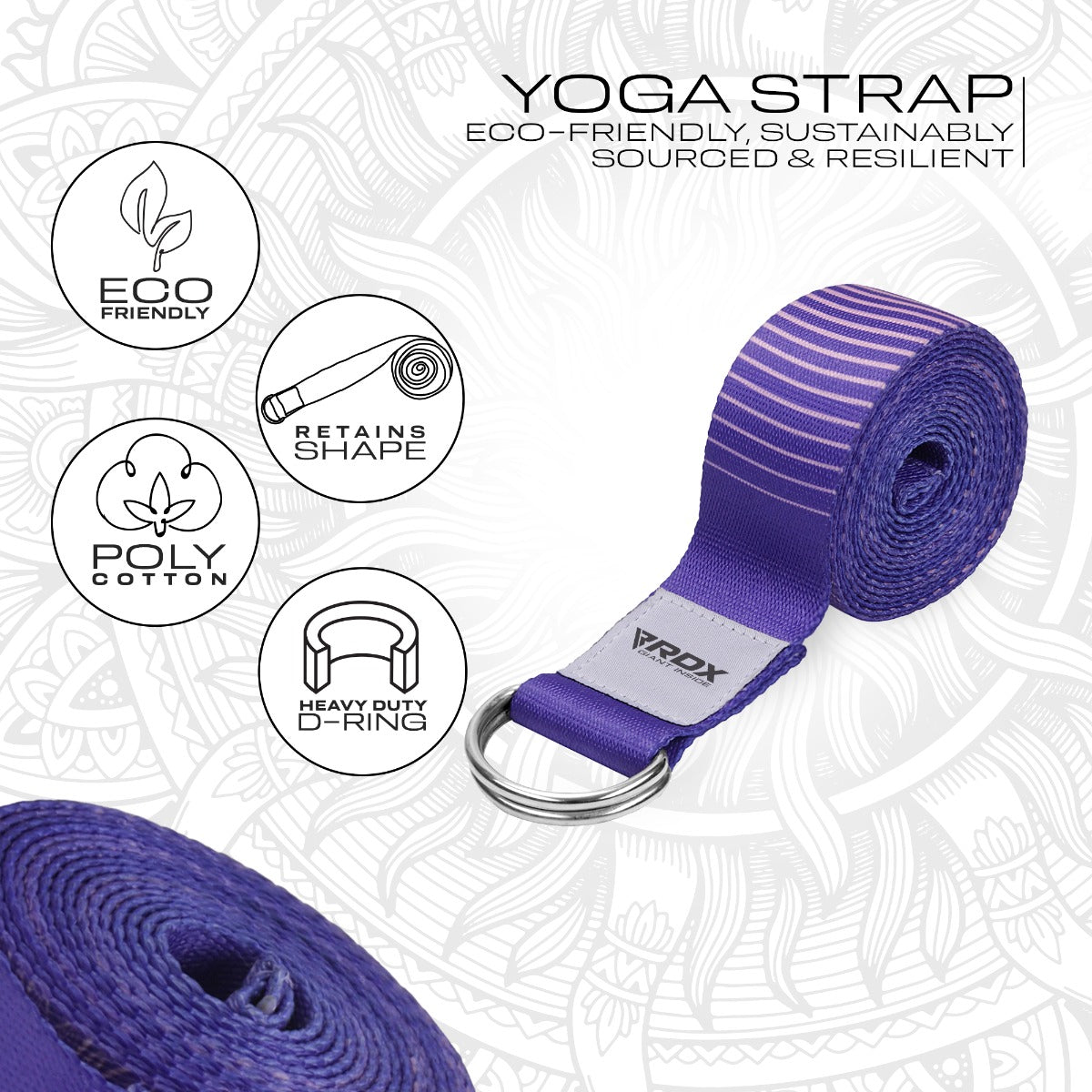 RDX F18 D-Ring Steel Buckle Cotton Yoga Strap – RDX Sports