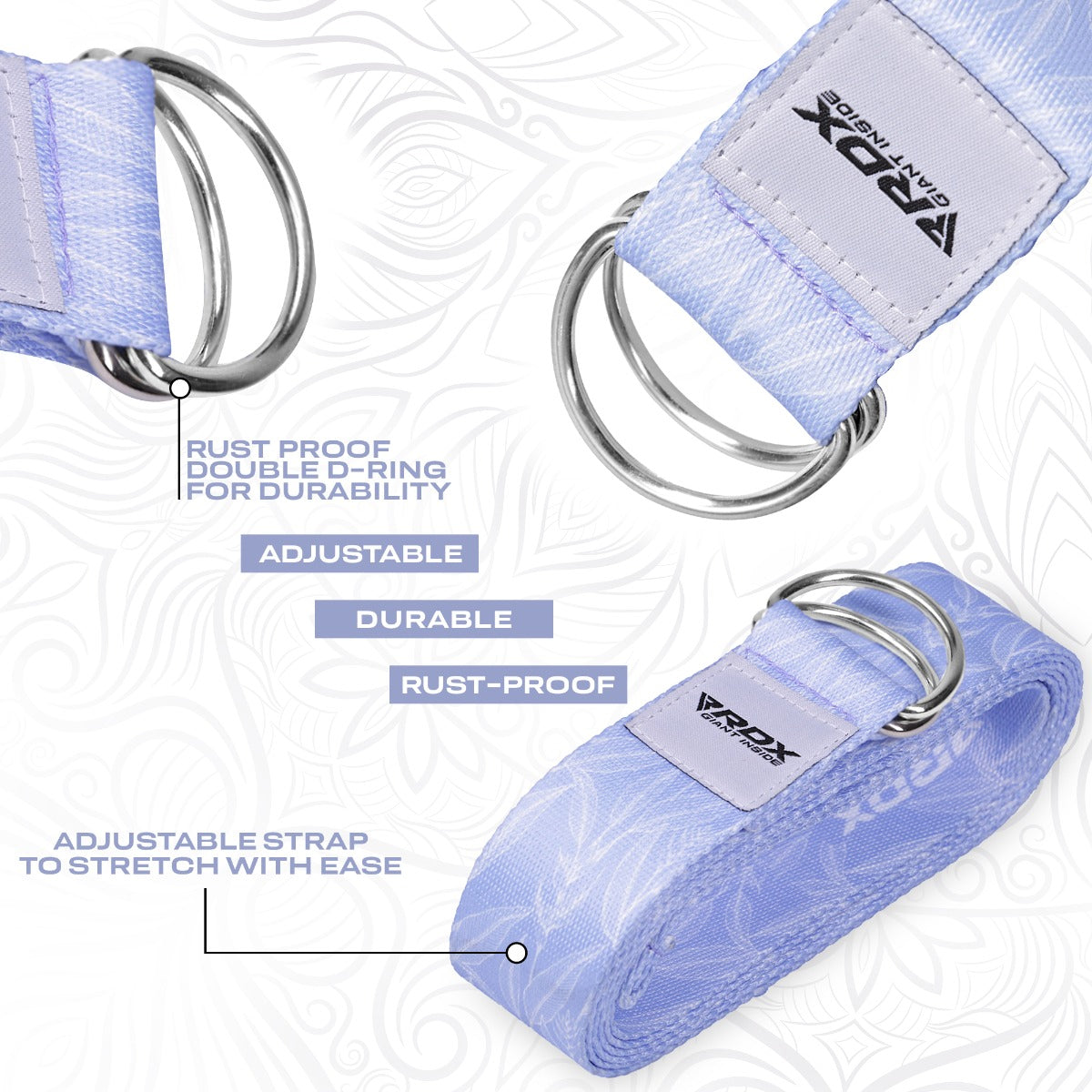 RDX F7 D-Ring Steel Buckle Cotton Yoga Strap – RDX Sports