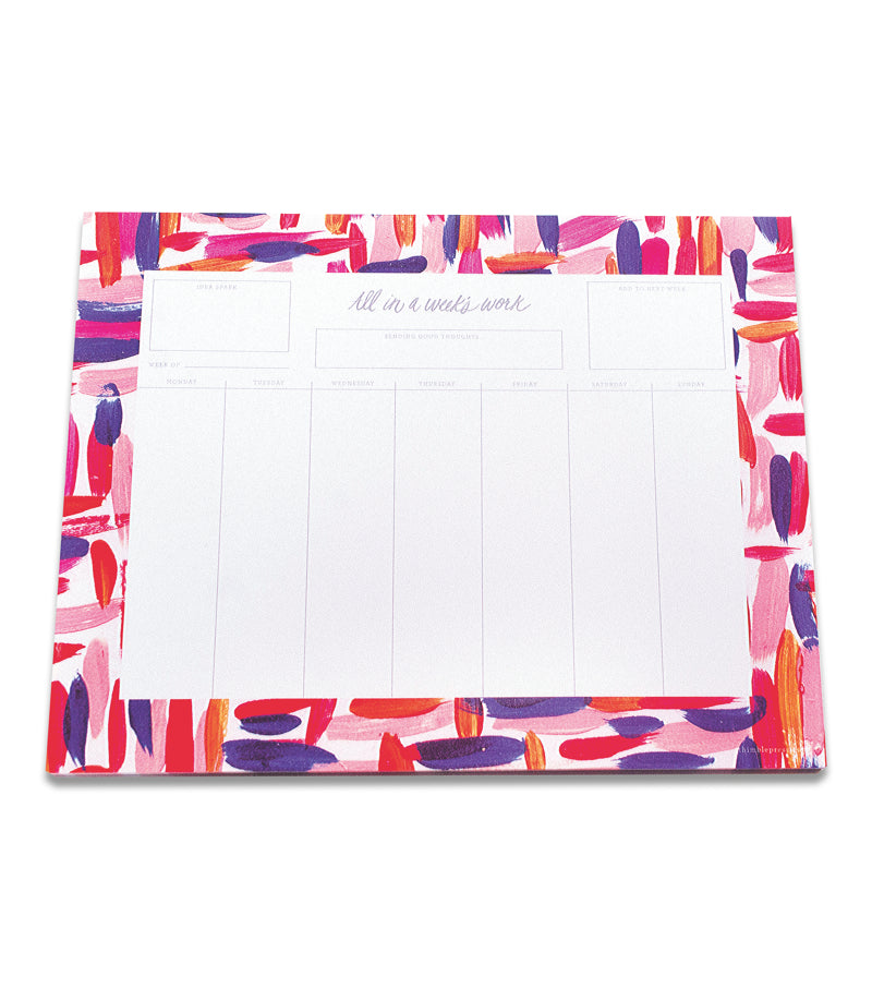 all in a week's work weekly calendar notepad