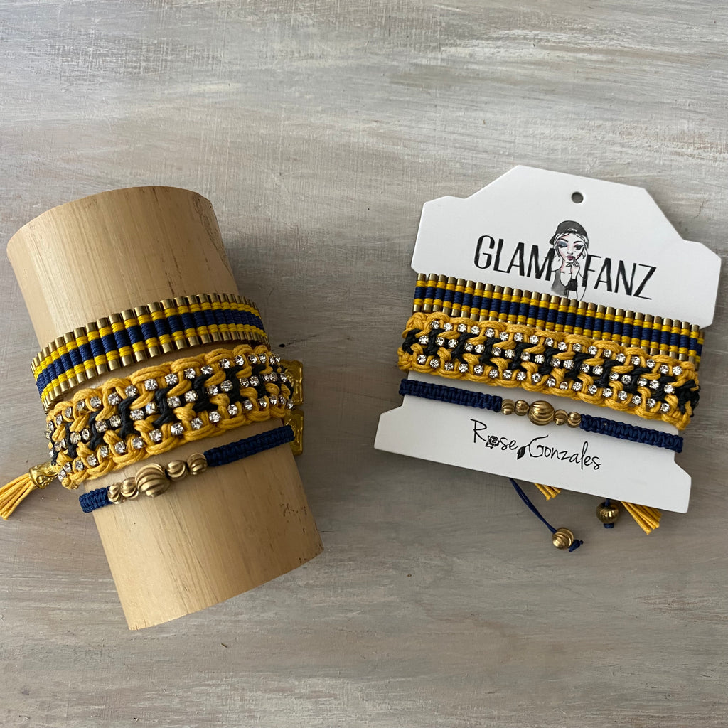 Game Day: Navy Blue & Orange w/white - Macrame String Bracelet Set – Rose  Gonzales