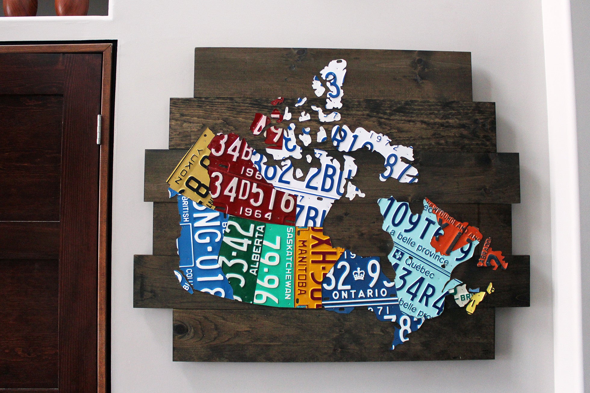 Canada License Plate Map Map of Canada License Plate Art Vintage Industrial Art Handmade 