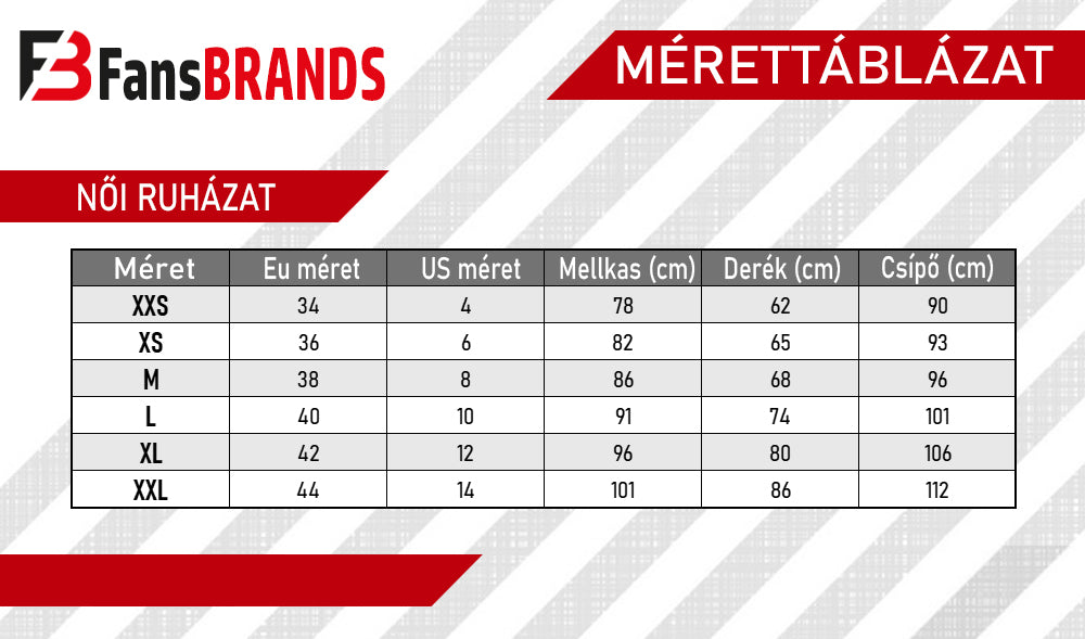 Női ruha mérettáblázat - FansBRANDS