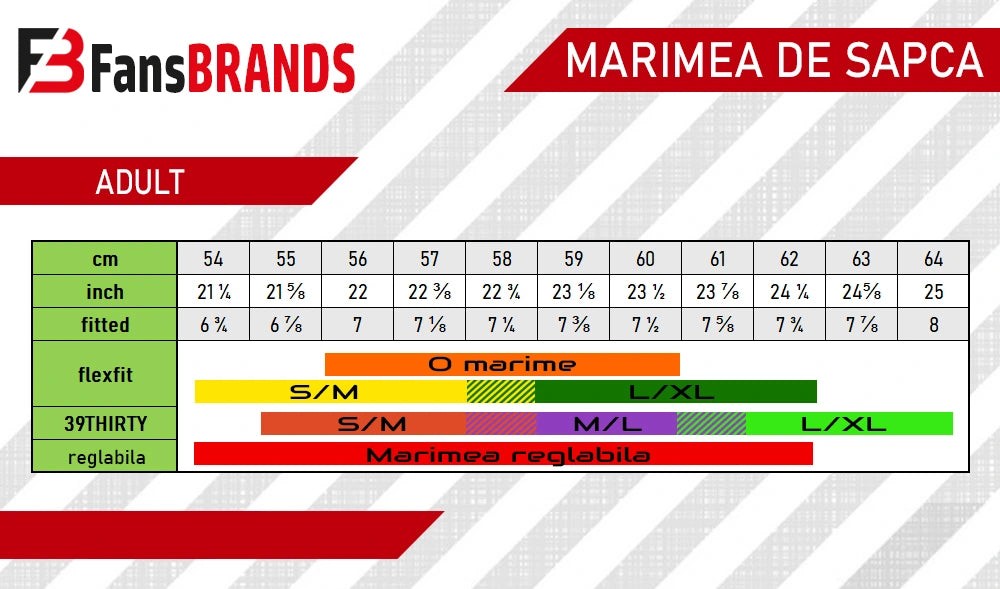 Tabel de mărimi căciuli - FansBRANDS