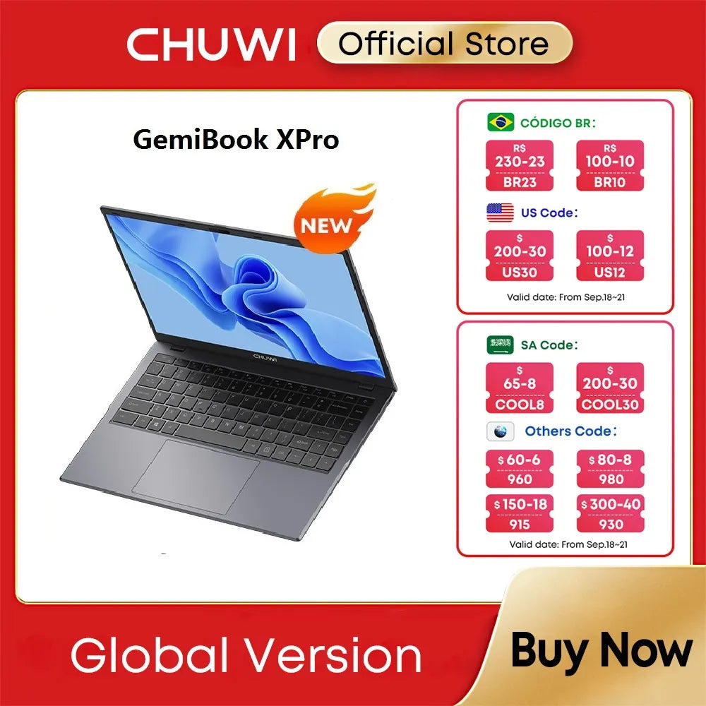 CHUWI GemiBook XPro Laptop Intel N100 Processors 8GB RAM 256GB SSD 14.1-inch UHD Screen With Cooling Fan Windows 11 Notebook