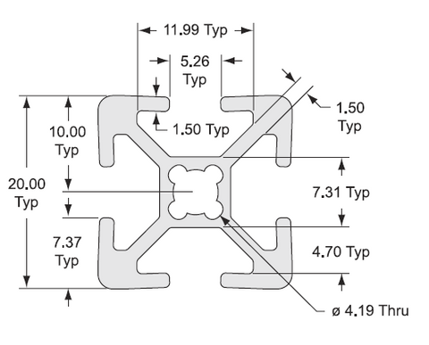 20 x 20 v slot extrusion