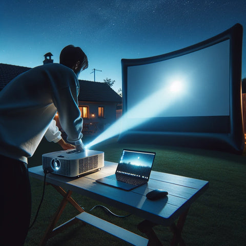 Inflatable outdoor screen projection