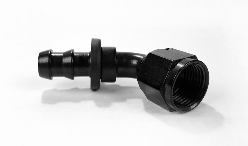 Squirrelly Performance Push Lock Fitting 10an 60 Degree Black