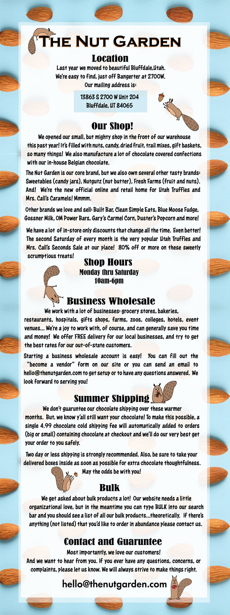 nuts for sale, yummy nuts, wholesale nuts, the nut garden, candy jars and nut butter