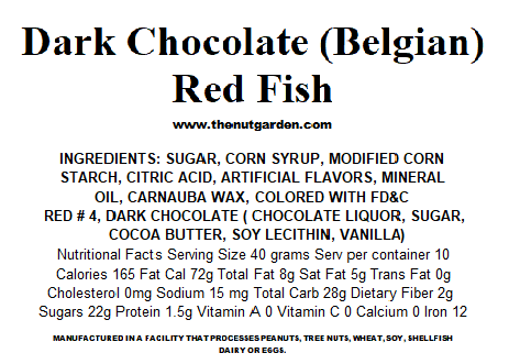 Chocolate Covered Red Swedish Fish – Half Nuts