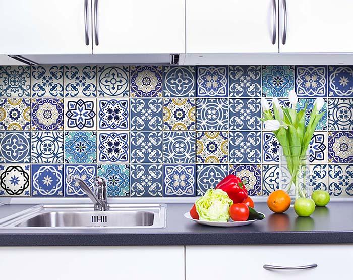 5" X 5" Blue Gray Yellow Pop Peel And Stick Removable Tiles