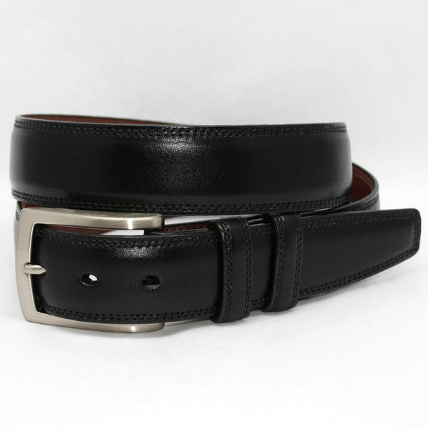 Vintage NWT TORINO Black Leather Mens Belt With Silver and Gold Belt Buckle  Anilene Kipskin Size 44 or 34-torino Leather Belt 