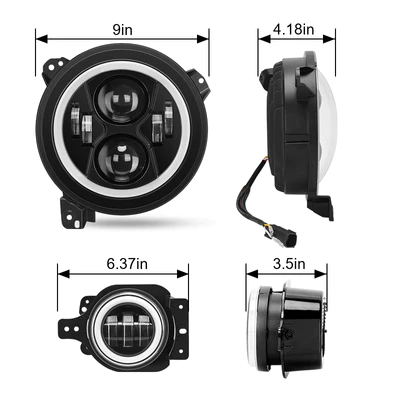 Car Led Headlight & Fog Lights For Jeep JL JT