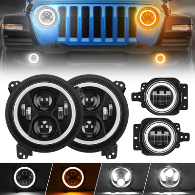 Car Led Headlight & Fog Lights For Jeep JL JT
