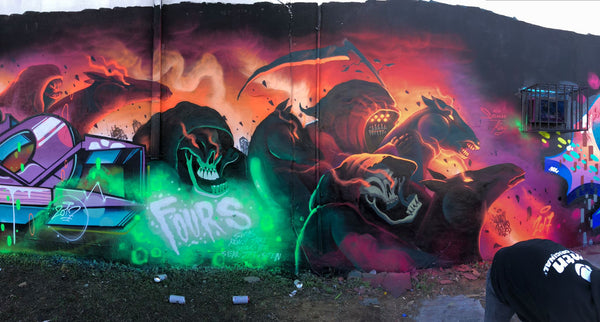 Harry Bones x FOURS Mural in Miami for Art Basel