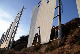 Invader on Hollywood Sign in Los Angeles