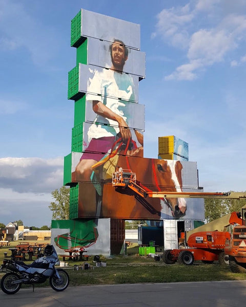 Young Jarus Stacked Shipping Containers Mural