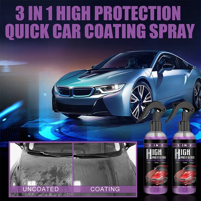 3 in 1 Ceramic Car Coating Spray, 3 in 1 High Protection Quick Car Coating Spray, Plastic Parts Refurbish Agent, Fast-Acting Coating Spray, Size: 7.2