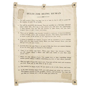 10 Rules for being Human Wall Canvas Tarp - 46" x 57" - Harvest Moon Co.