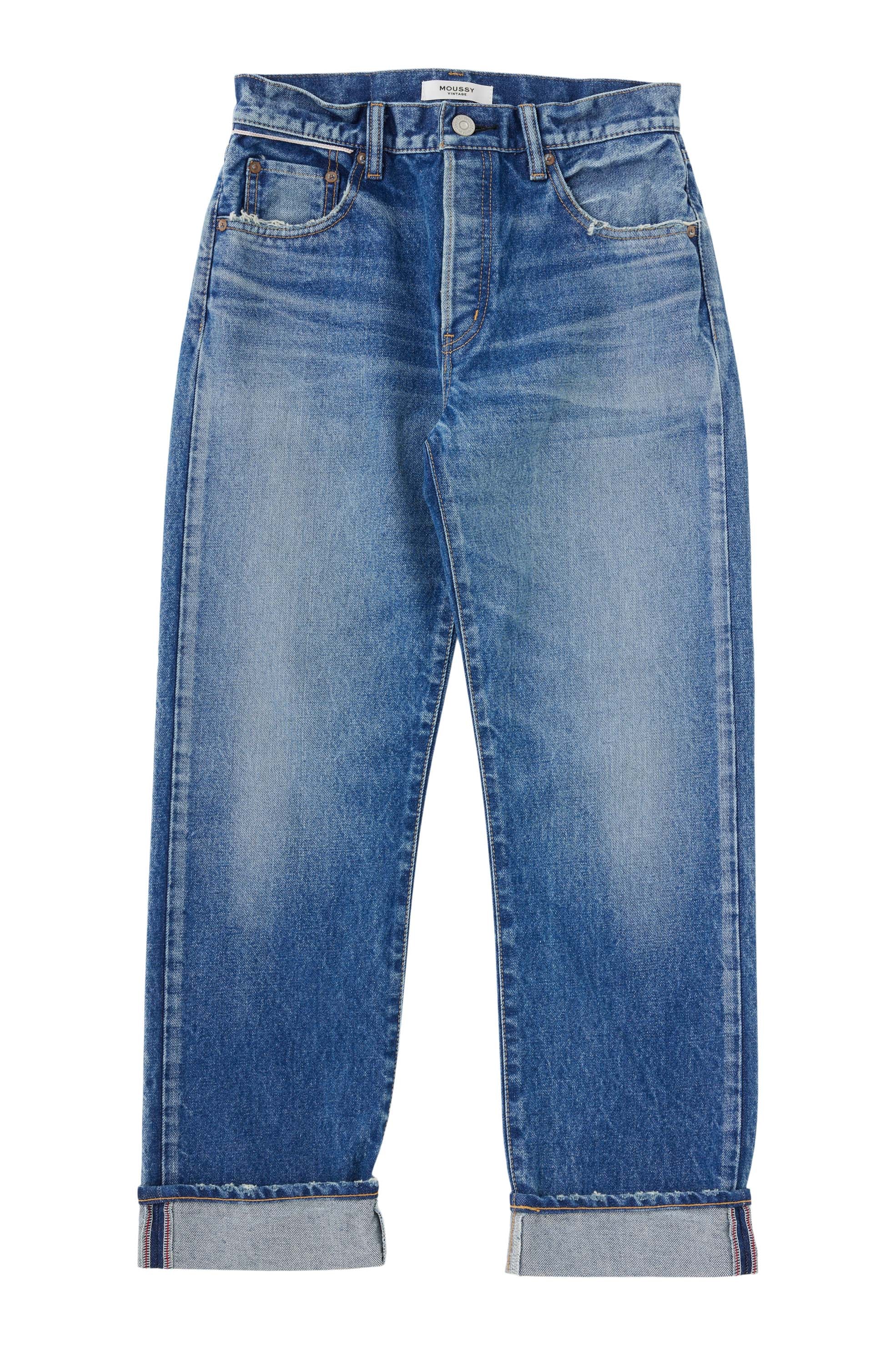 Moussy Denim Esplen Wide Straight Jeans in Blue