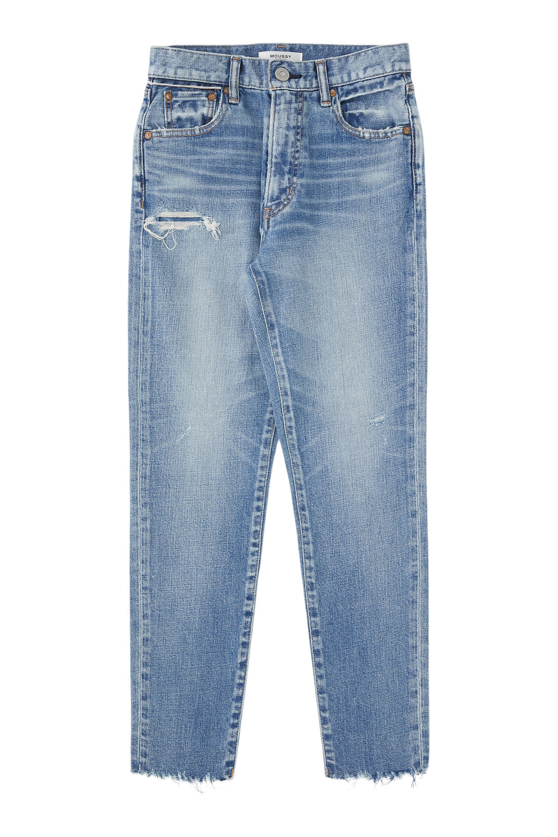 Moussy Denim Ashleys Wide Straight Leg Jeans in Blue