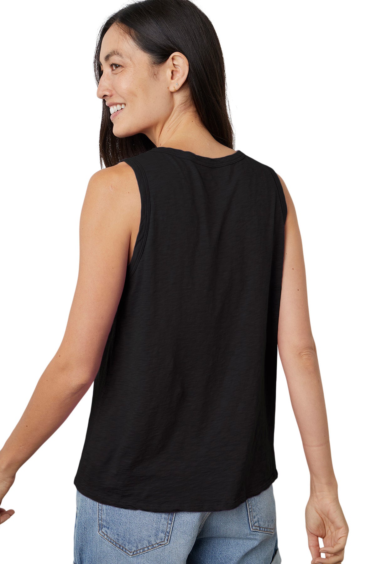 Michael Stars Johnnie Cropped Crew Neck Tank with Rib Trim