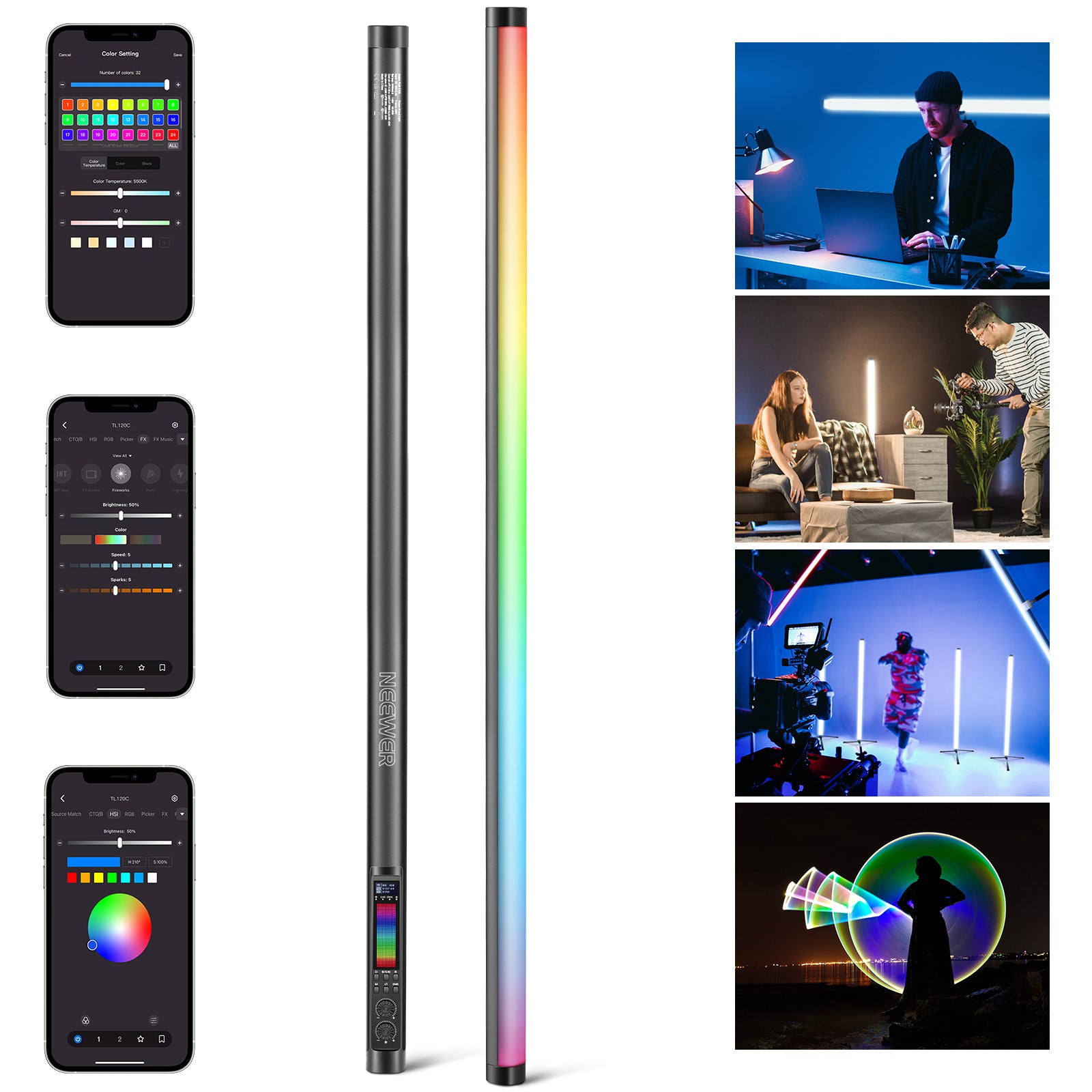NEEWER TL120C 42W Stick Lumineux RGB avec contrôle APP/2.4G/DMX