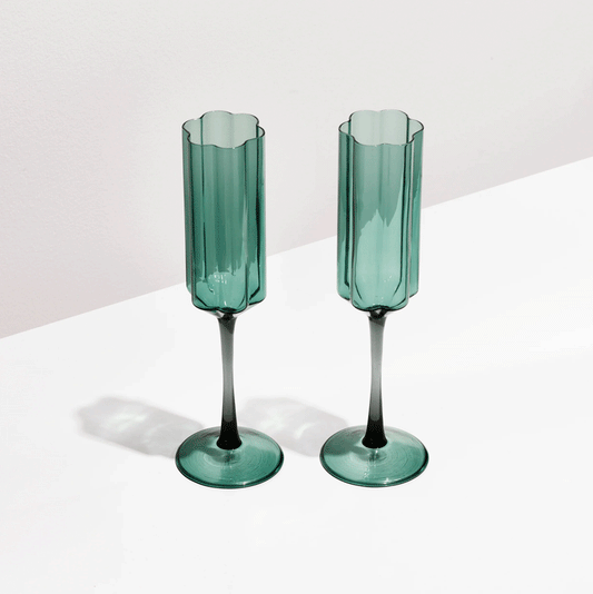 Wave Wine Glass - Teal (Set of 2) – House of Nomad