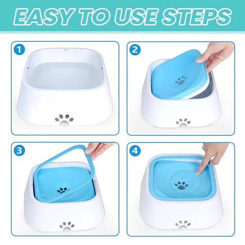 easy to use steps no-spill pet water bowl