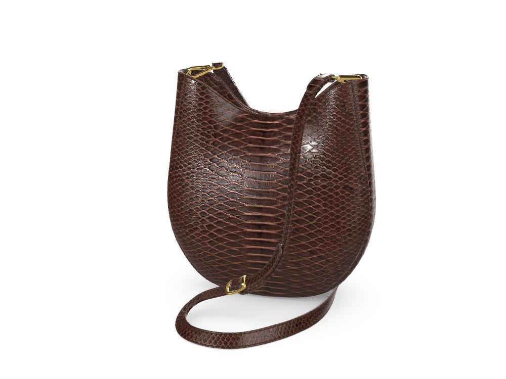 Crossbody Satchel in Brown Wide Scale Python
