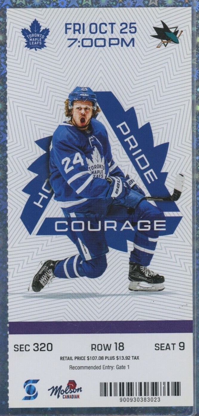 Auston Matthews NHL Goal #120 Oct 25 2019 Ticket Sharks @ Maple Leafs FREDDY